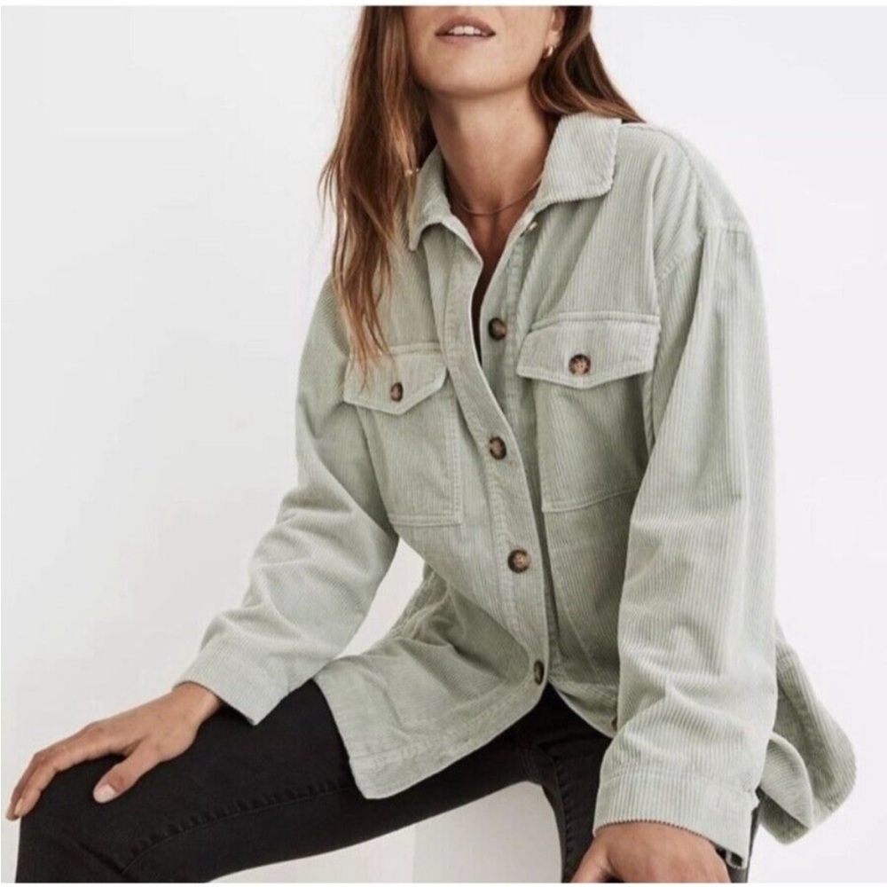 Madewell Light Sage Green Corduroy Shacket - Picture 2 of 6